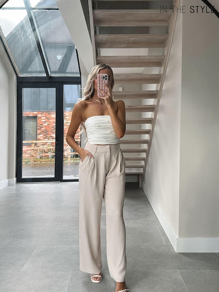 In The Style Cream Perrie Sian Relaxed Wide Leg Trousers (555620) | €21.50