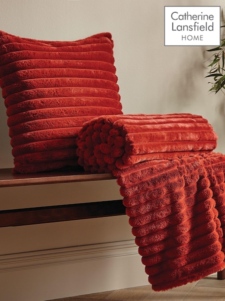 Catherine Lansfield Orange Catherine Lansfield Soft and Cosy Ribbed Cushion (555742) | €22