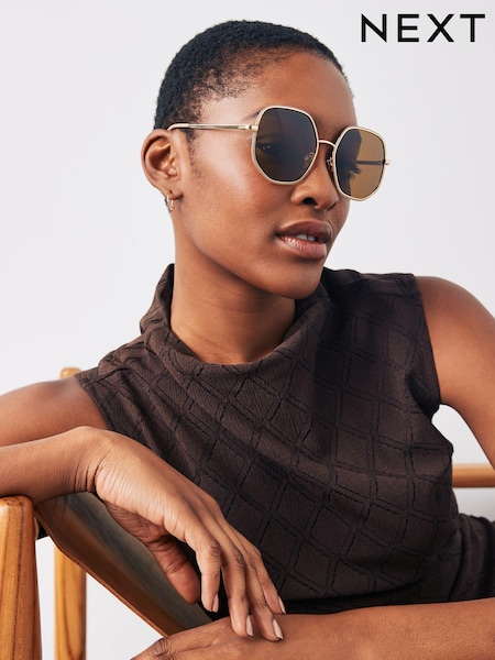 Rose Gold Smokey Lens Soft Hexagon Sunglasses (555815) | €7