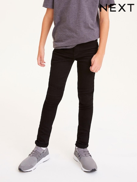Black Denim Super Skinny Fit Mega Stretch Adjustable Waist Jeans (3-16yrs) (555831) | €11 - €14