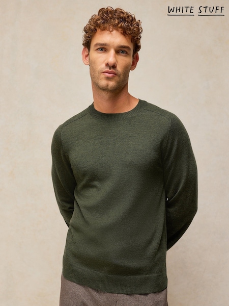 Grön - Regular White Stuff Conway Merino Crew Jumper