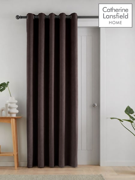 Catherine Lansfield Super Thermal Blackout Matt Velour Eyelet Door Curtain Panel