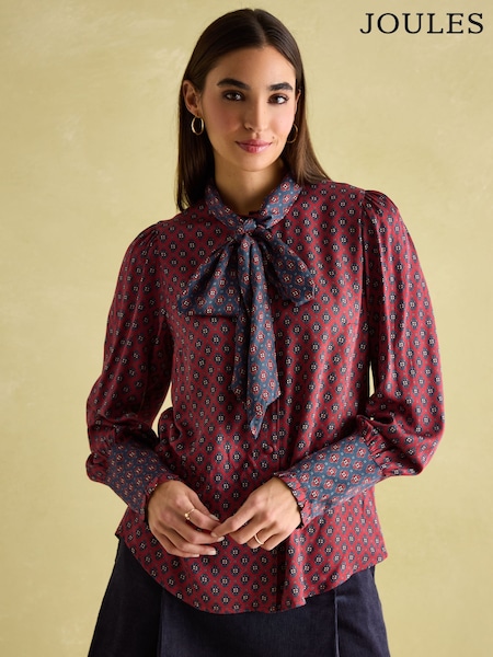 Joules Everly Red Tie Neck Blouse (556263) | €29.50