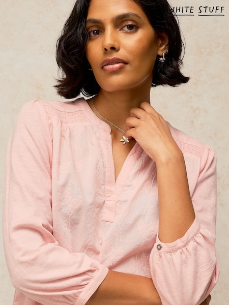 Pink - White Stuff Amelia Embroidered Top