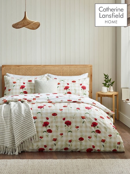 Catherine Lansfield Poppy Floral Reversible Duvet Cover And Pillowcase Set