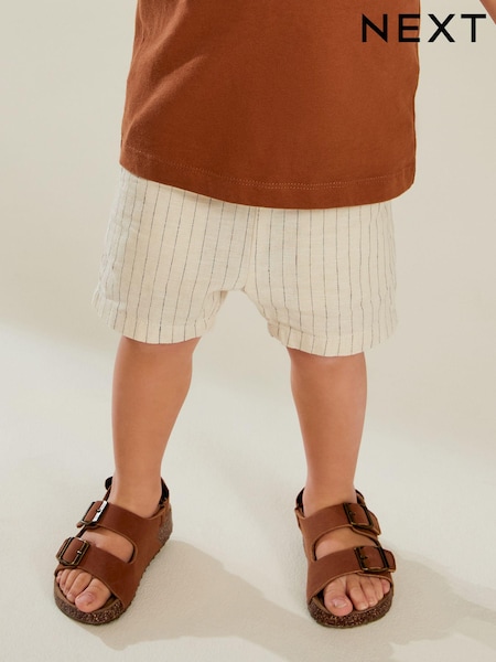 Dungi ecru - Pantaloni scurți cu talie elastică din in Blend (3ms-7yri) (556664) | 37 LEI - 49 LEI