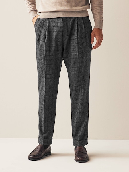 Темно-синий цвет в клетку - Обычный крой - Nova Fides Italian Fabric Trousers With Wool (556732) | €5