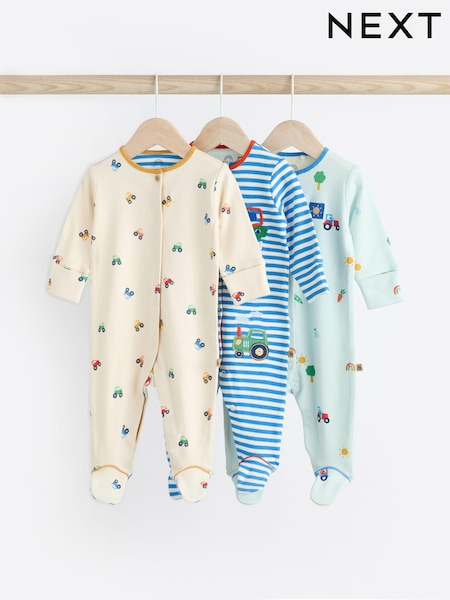 Bright Transport 100% Cotton Baby Sleepsuits 3 Pack (0-2yrs) (556923) | €12.50 - €13