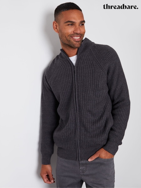 Gri - Threadbare Zip Up Cardigan with Microfleece Lining (558114) | 283 LEI