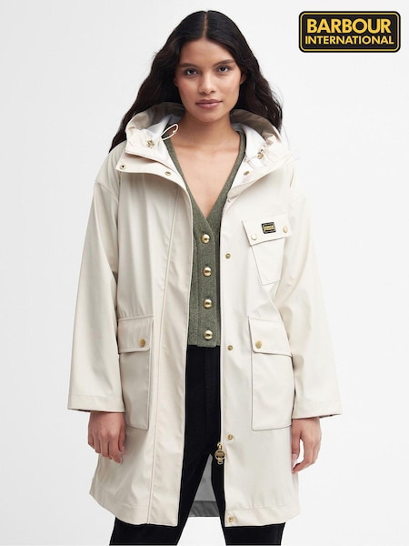 Barbour International® White Conrad Showerproof Hooded Jacket (558194) | 394 QAR
