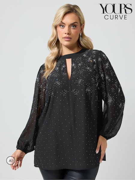 Juoda - „Yours Curve London Diamante“ palaidinė su rakto skylute