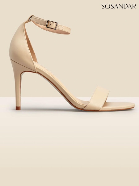 Sosandar Beige Heel Nia Leather- Lower Heel Shoes (559002) | ₪397