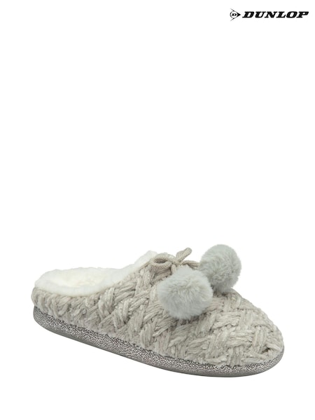 Dunlop Grey Ladies Knitted Closed Toe Mule Slippers (559026) | €20
