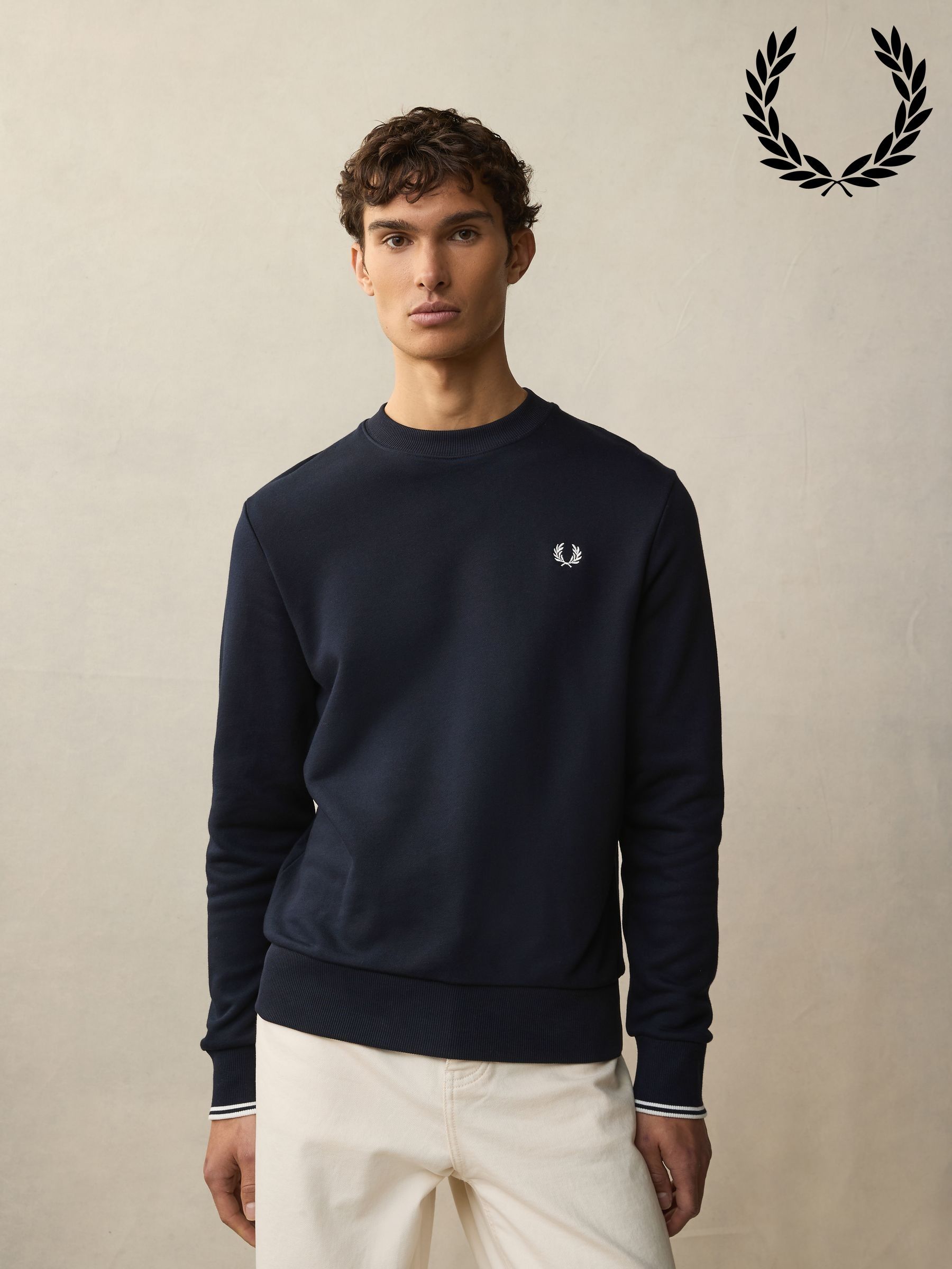 Navy fred perry sweatshirt clearance