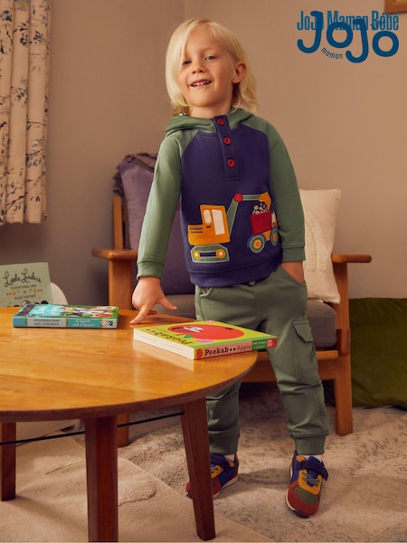JoJo Maman Bébé Navy Blue Digger Appliqué Hooded Sweatshirt (559294) | €45