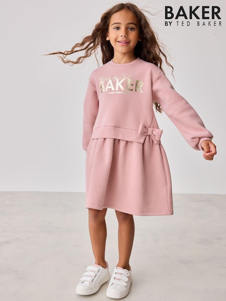 Baker by Ted Baker Pink Graphic Bow Sweat Dress (559828) | AED133 - AED163