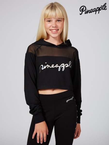 Pineapple Black Mesh Panel Crop Hoodie (560110) | ₪141