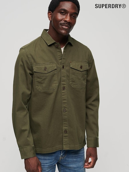 Superdry Green Merchant Herringbone Overshirt (560577) | 79 QAR