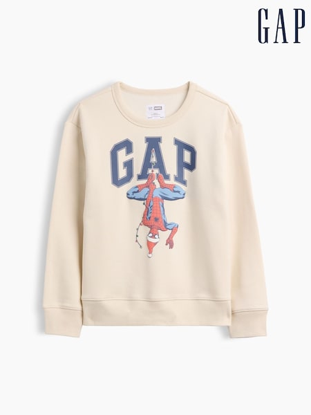 Beige Spider-Man - Gap Marvel Relaxed Logo Sweatshirt (4-13yrs)