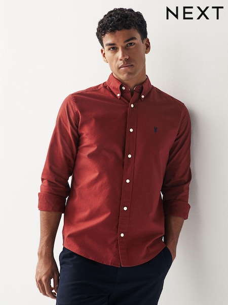 Dark Red Regular Fit Long Sleeve Oxford Shirt (561785) | €19