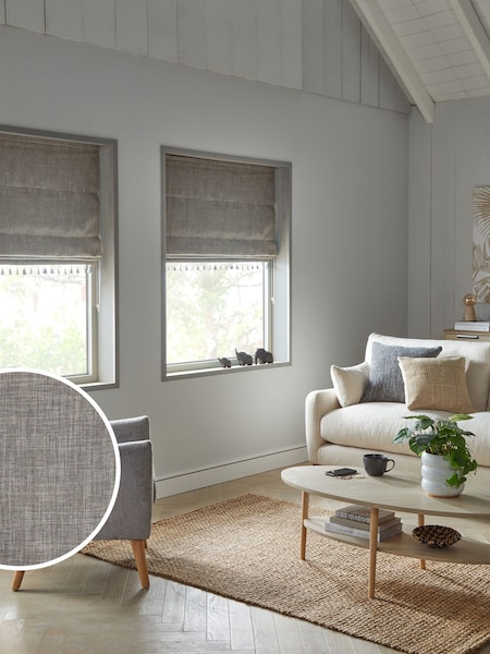 Dark Grey Ready Made Blackout Roman Blind Textured Tassel Edge (561972) | €24 - €56