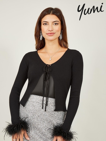 Yumi Ribbed Bolero With Feather Cuffs (562130) | € 53
