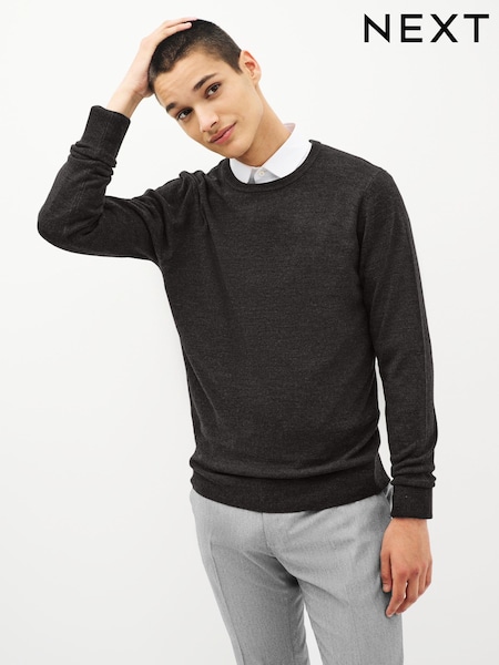 Dark Grey Crew Neck Regular Soft Touch Knit Jumper (562442) | R$ 180