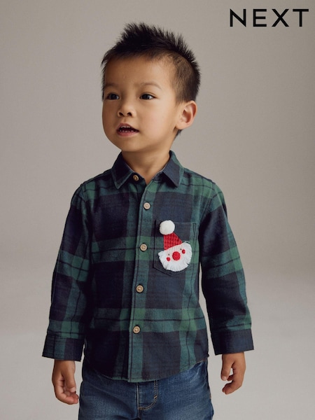 Green Tartan Check Character Long Sleeve Check 100% Cotton Shirt (3mths-7yrs) (562489) | €6 - €7