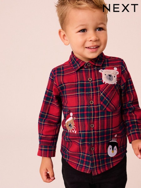 Red tartan Character Long Sleeve Check 100% Cotton Shirt (3mths-7yrs) (562520) | €16 - €18