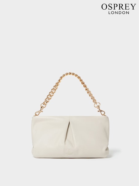 Natural - Osprey London The Luxe Pleat Carina Leather Shrug Clutch Bag