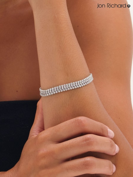 Silver Tone - Jon Richard Cubic Zirconia Multi Row Bracelet