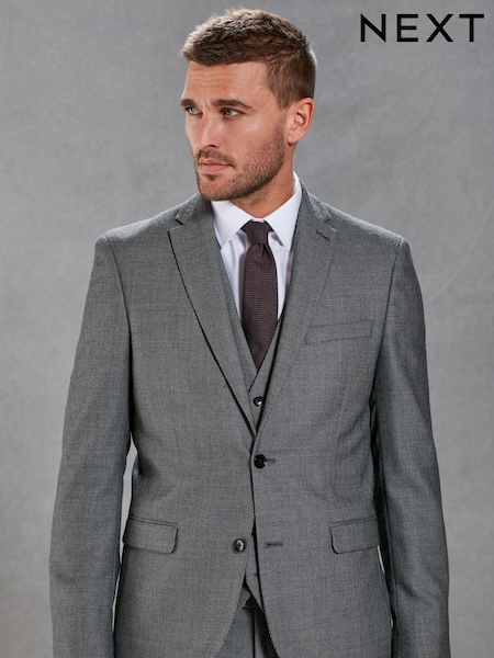Grey Signature Empire Mills 100% Wool Birdseye Suit Jacket (563002) | €75