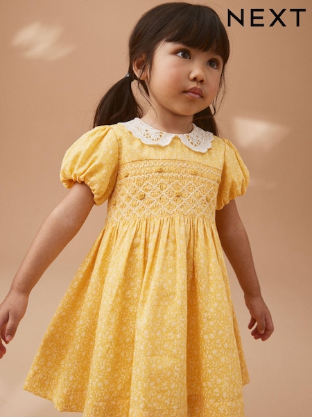 Yellow Lace Collar Shirred Dress (3mths-8yrs) (563351) | € 12 - € 15