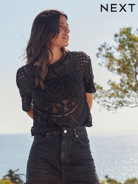 أسود - Mom Comfort Stretch Denim Shorts (563366) | ‏109 د.إ.‏