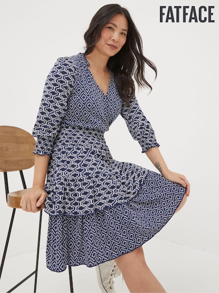 FatFace Blue Amba Patchwork Geo Jersey Dress (563466) | €27