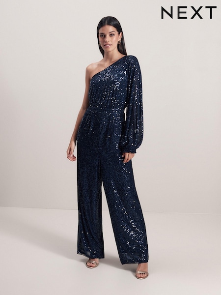 Blue Sequin One Shoulder Jumpsuit (563642) | €17