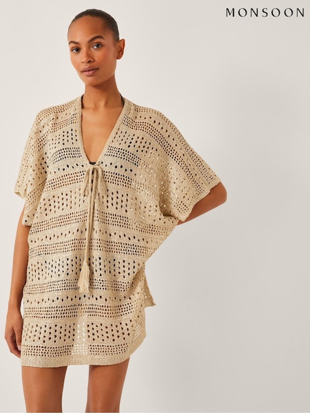 Metallic - Monsoon Rosa Strikket Mini Kaftan