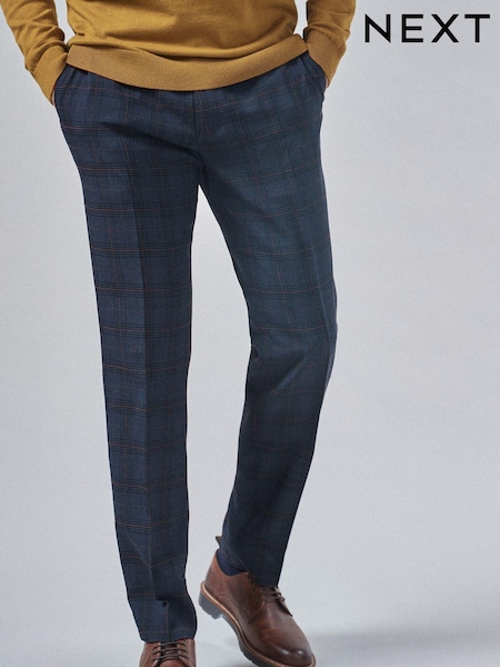 Navy Blue/Rust Brown Check Smart Trousers (564207) | €6