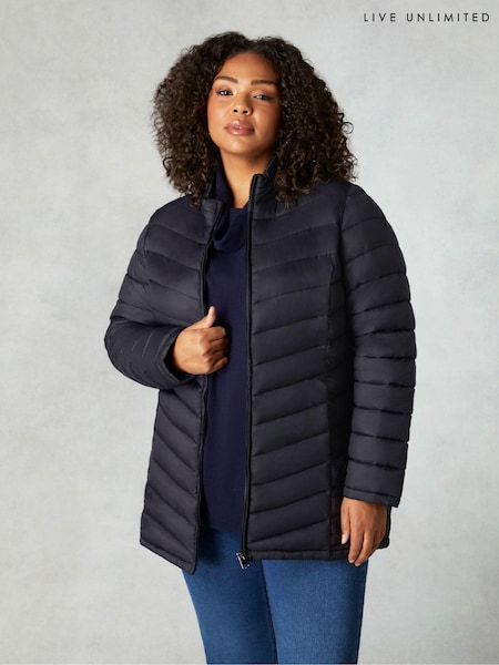 Live Unlimited Black Curve Chevron Packable Puffer Jacket (564266) | €59