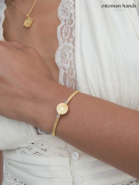 Gold Tone - Ottoman Hands Guiding Star Cuff Bracelet