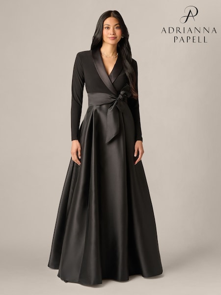 Black - Adrianna Papell Tuxedo Combo Gown