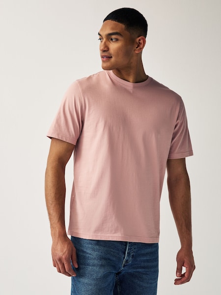Pink Regular Fit Essential Crew Neck 100% Cotton T-Shirt (565044) | €4