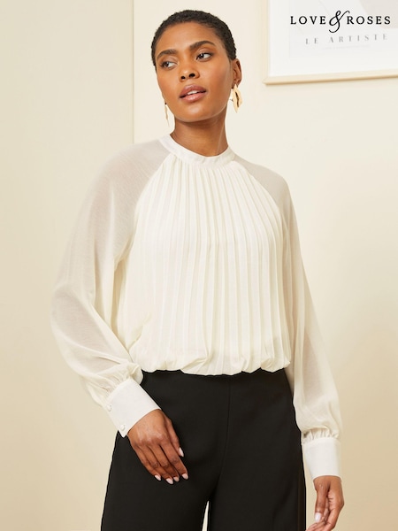 Цвет слоновой кости - V&A | Love & Roses Chiffon Pleated Blouse (565091) | €12