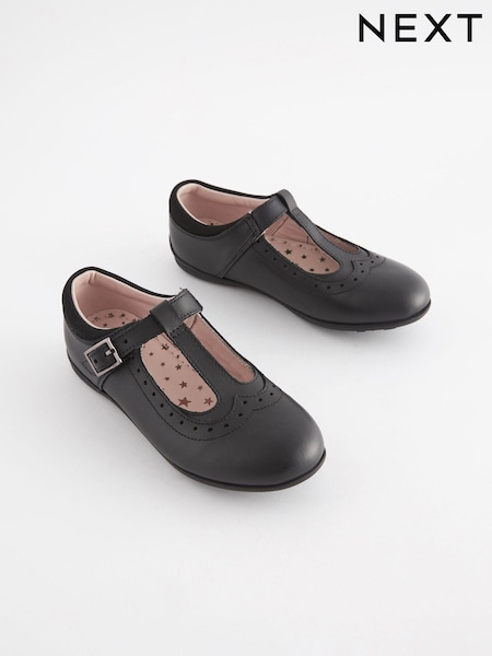 Black Wide Fit (G) Leather T-Bar Leather Shoes (565383) | €20 - €24