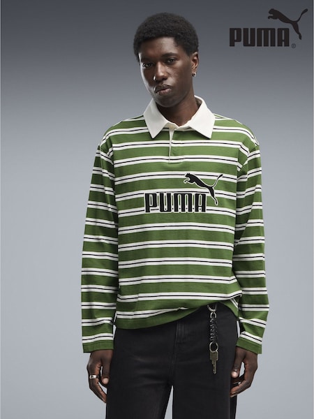Green - Regular Puma Essentials Elevated No.1 Relaxed Rugby Polo Shirt
