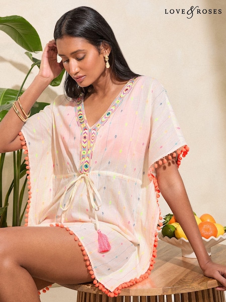 Love & Roses Trim Detail Cover Up Kaftan (565584) | 150 LEI