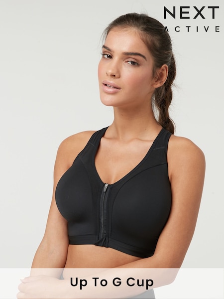 Musta - Active Sports High Impact Zip Front Bra B-gg (565608) | €39