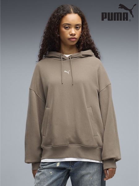 Brown - Regular Puma Essentials Oversized Hoodie
