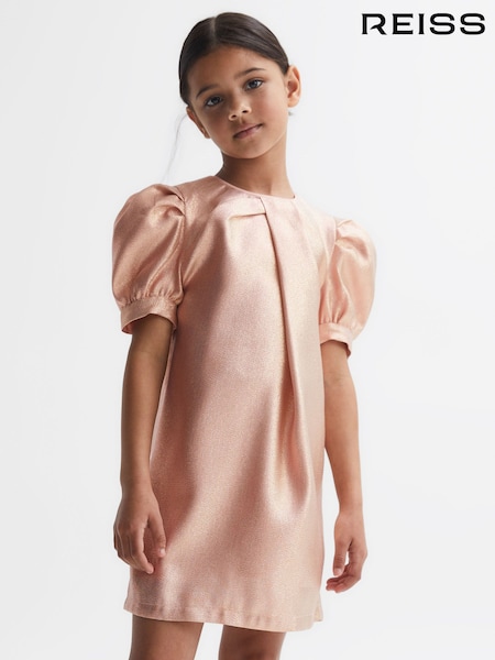 Reiss Pink Lexi 4-9 yrs Metallic Puff Sleeve Dress (565790) | € 101
