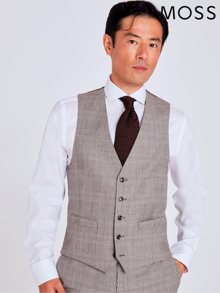 MOSS Neutral Regular Fit Performance Check Waistcoat (565792) | €54